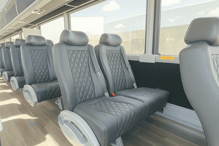 interior of Shelby Coach Bus Service charter bus