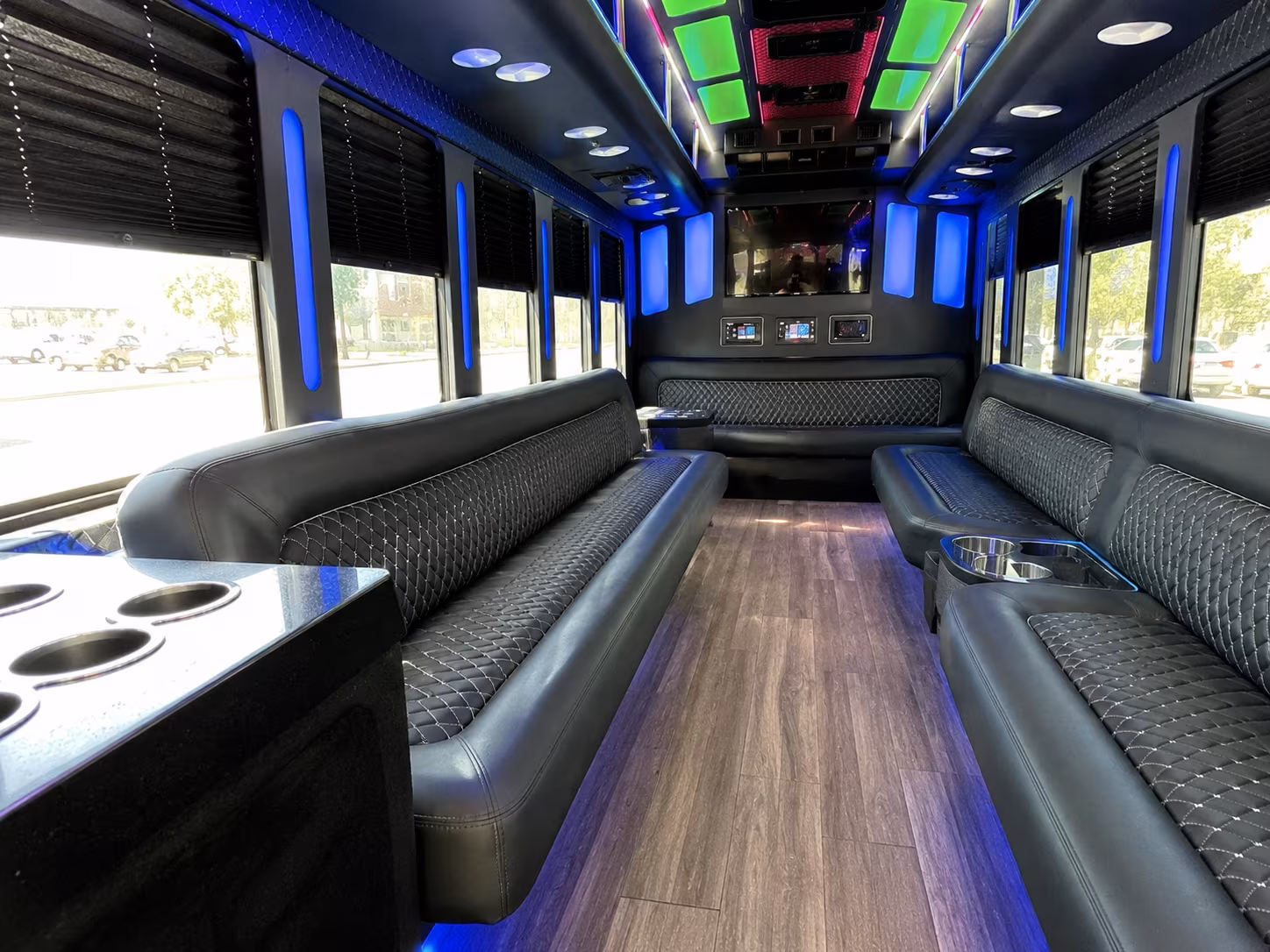 shelby 15 passenger party bus inside