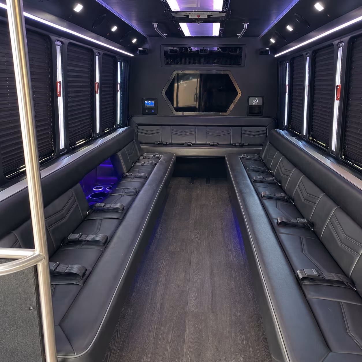shelby 18 passenger party bus interior