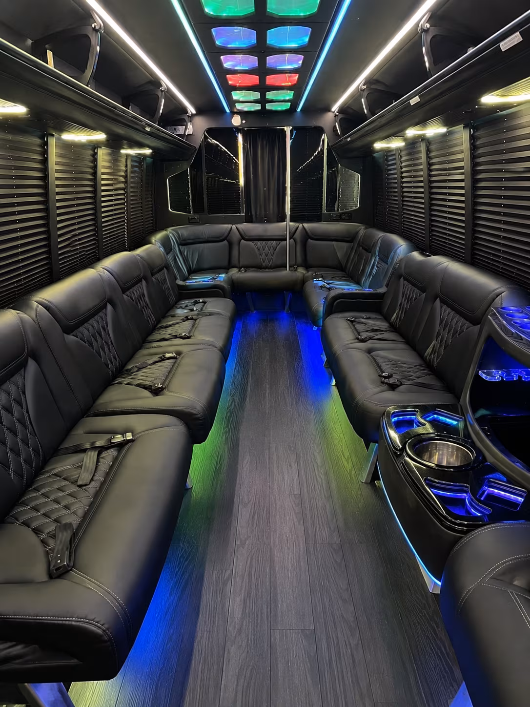 shelby 20 passenger party bus interior