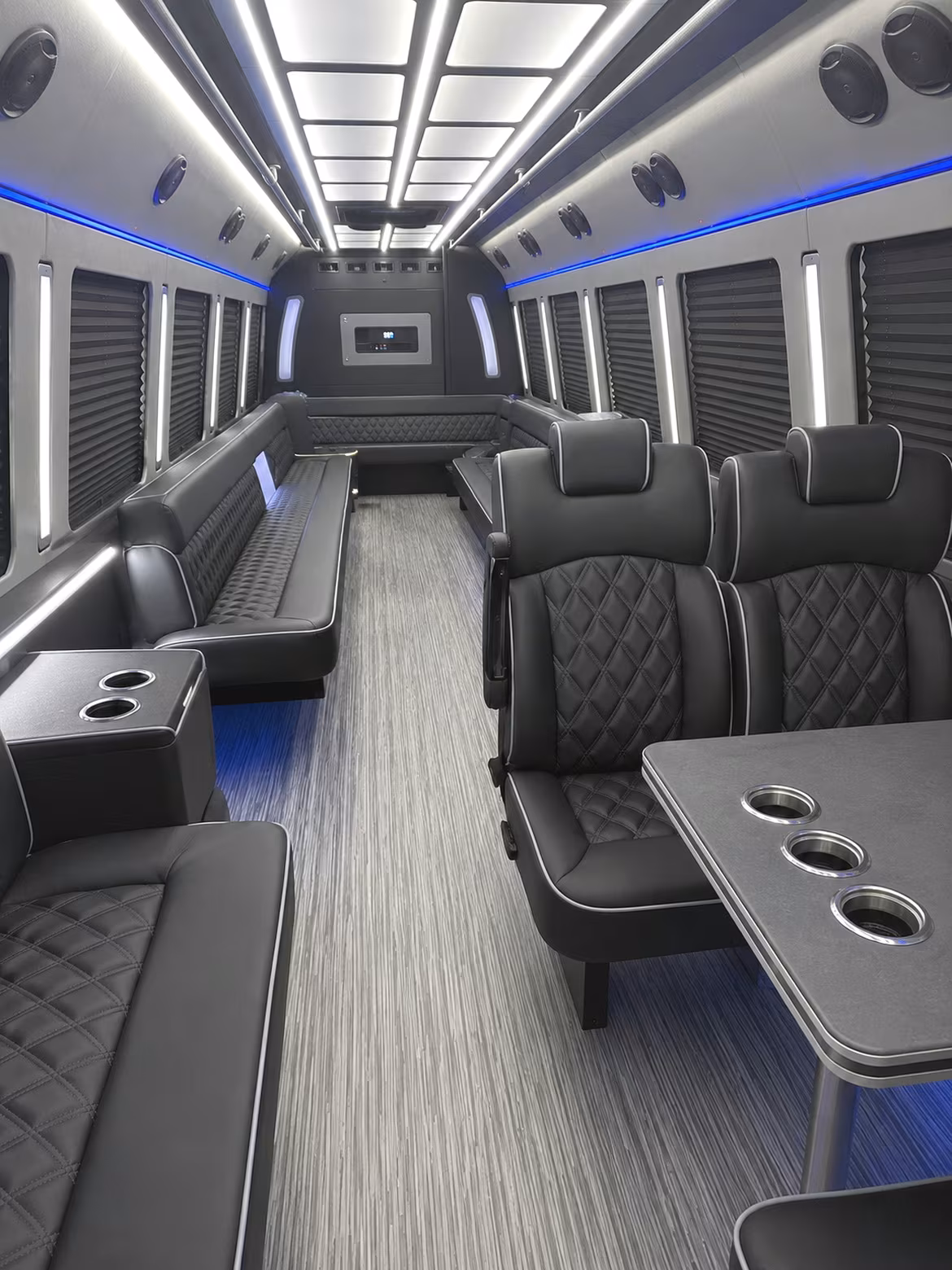 shelby 25 passenger party bus inside