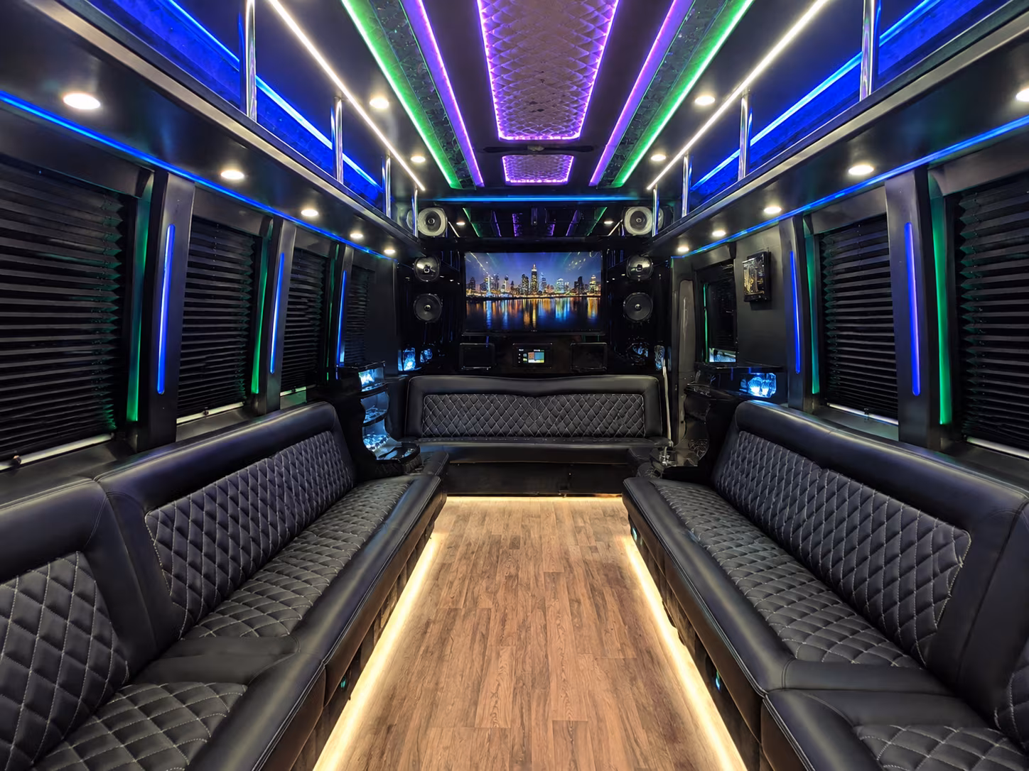 shelby 25 passenger party bus interior