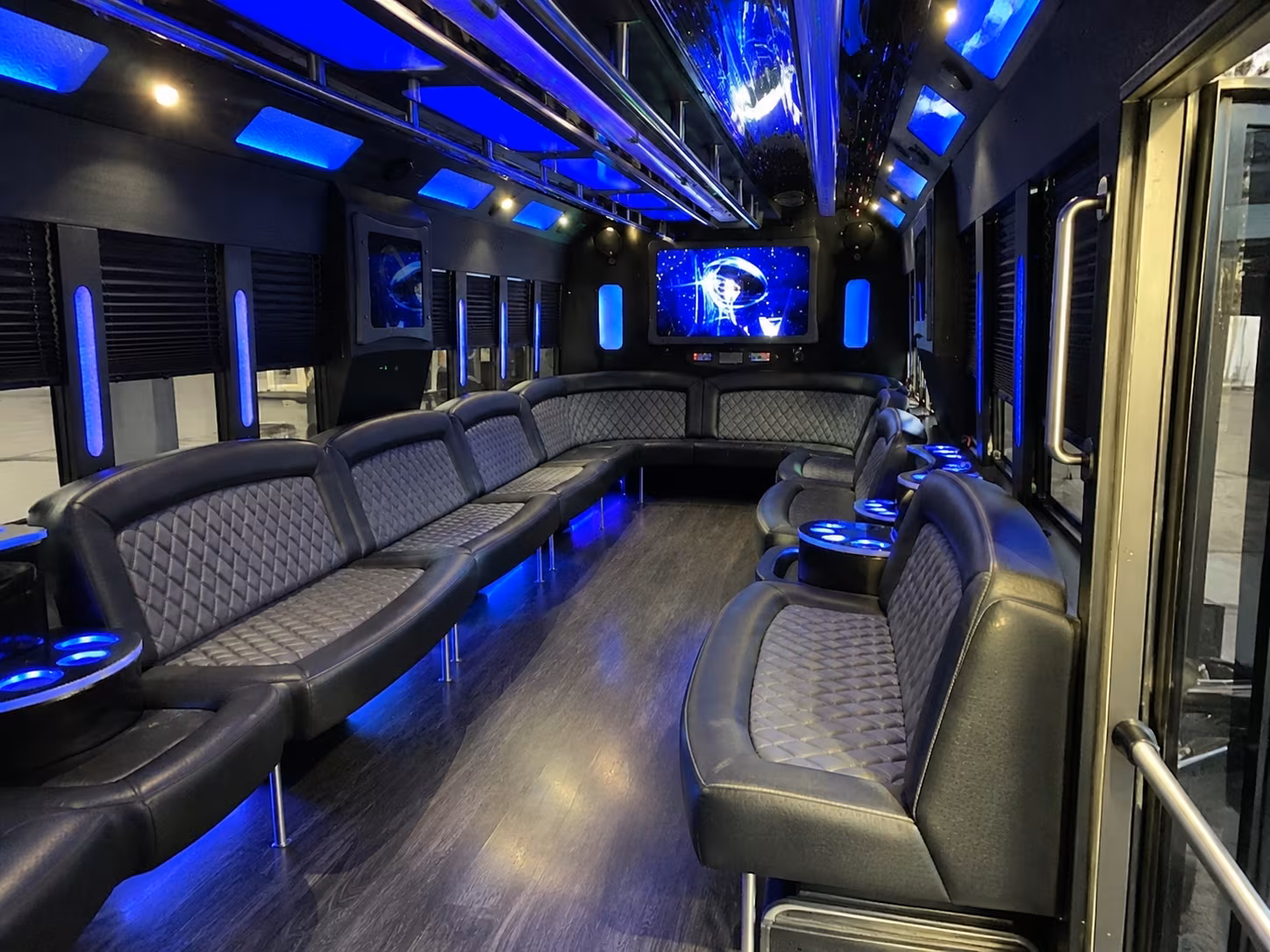 shelby 28 passenger party bus interior
