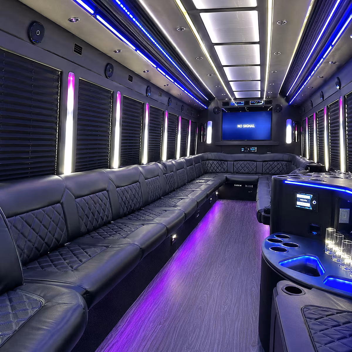 shelby 30 passenger party bus inside