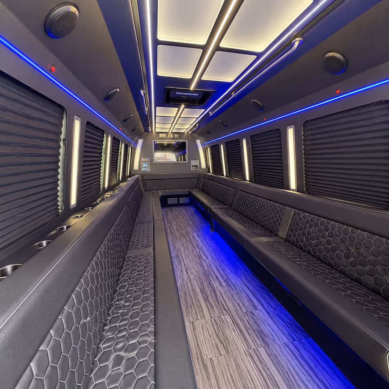 shelby 30 passenger party bus interior