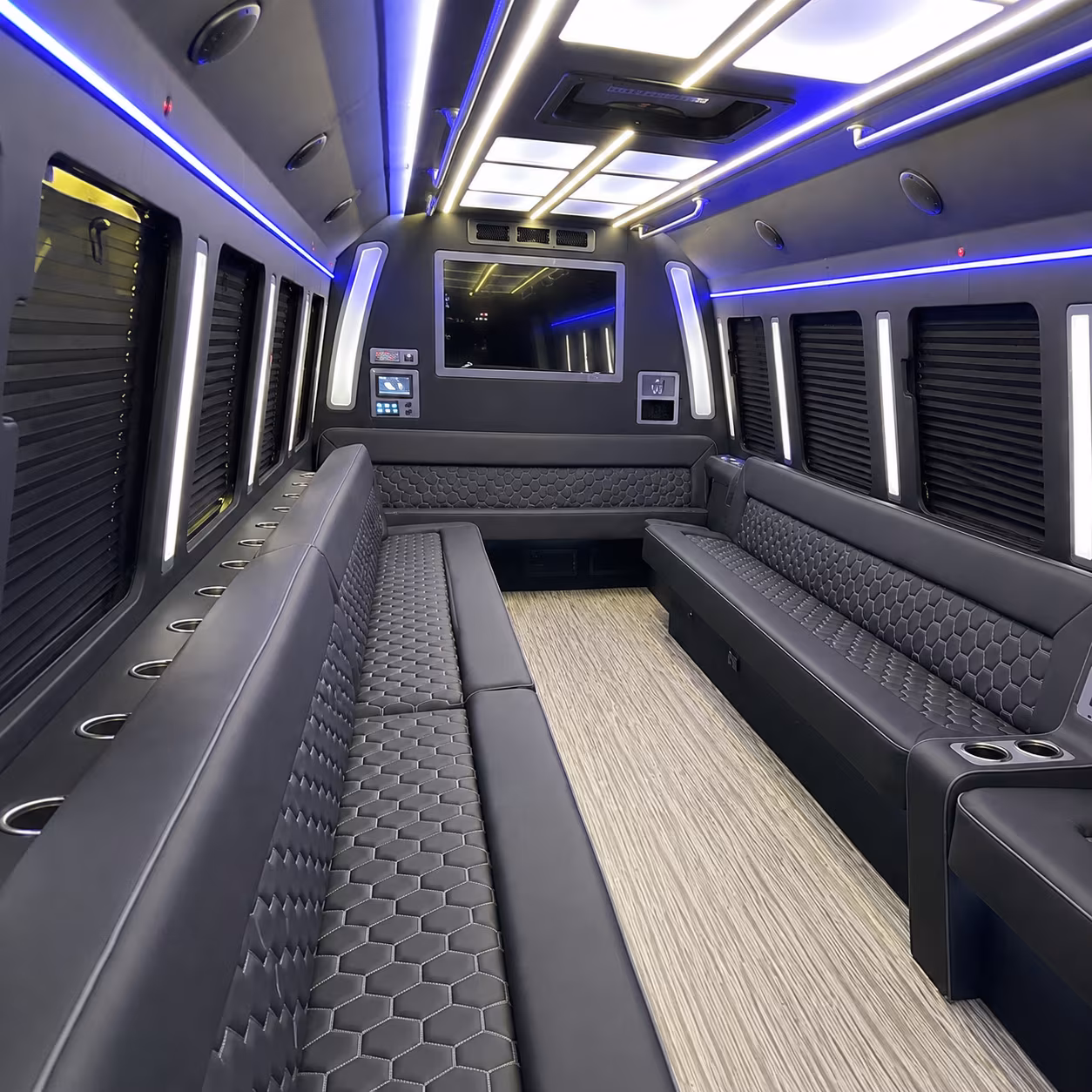 shelby 40 passenger party bus inside