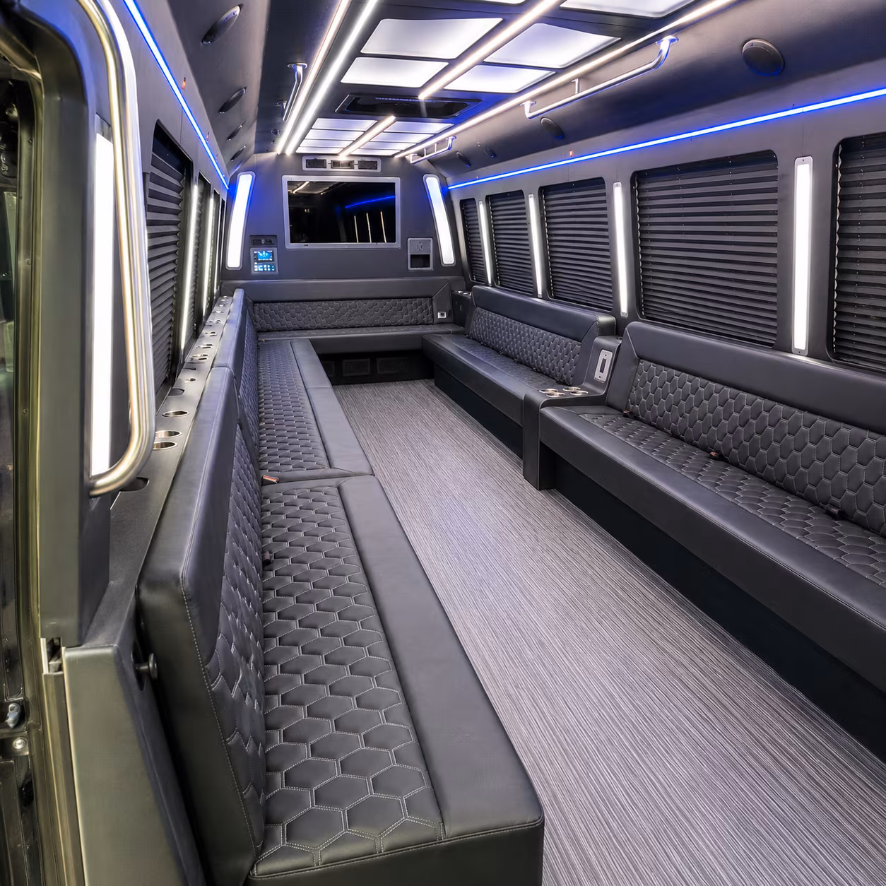 shelby 40 passenger party bus interior
