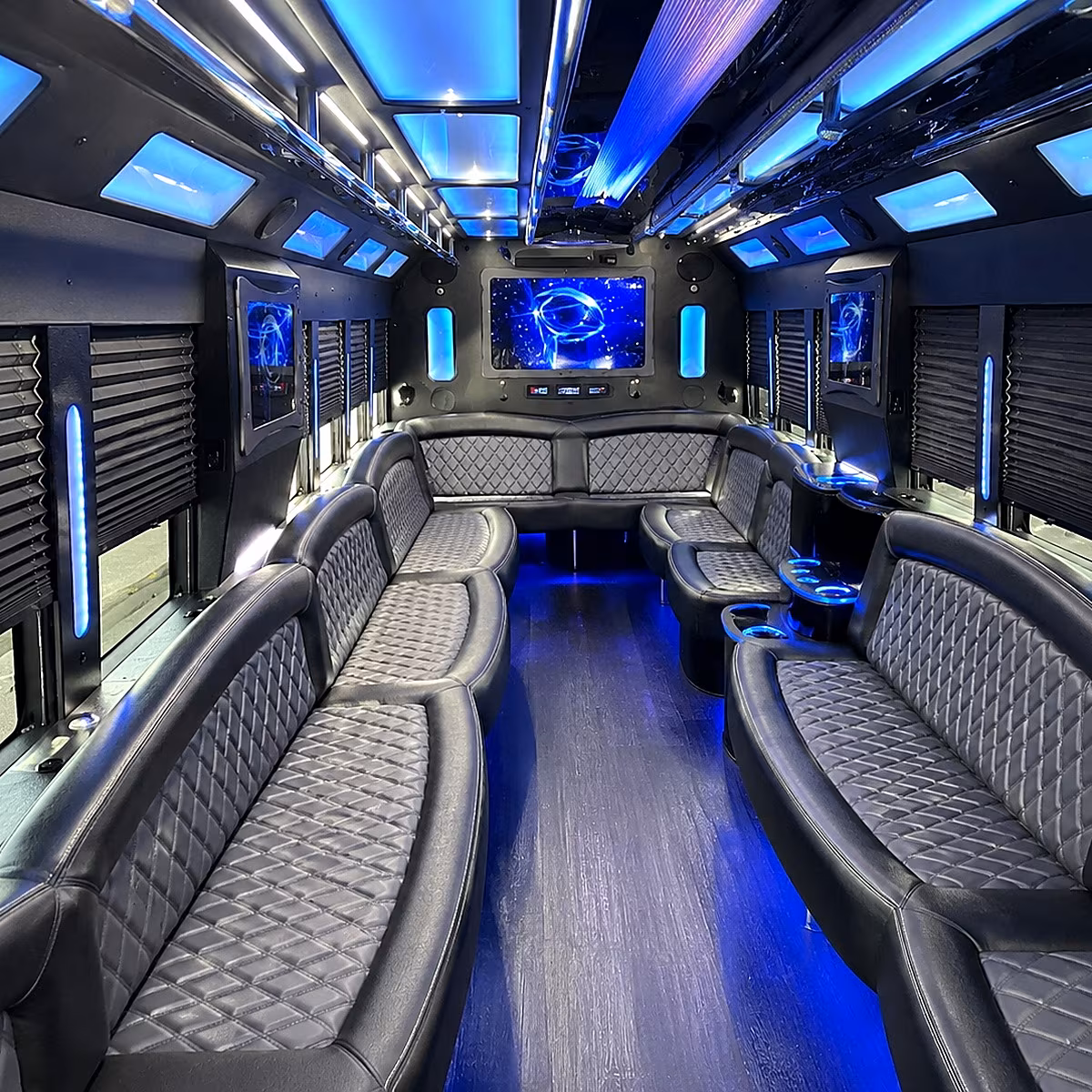 shelby 50 passenger party bus interior