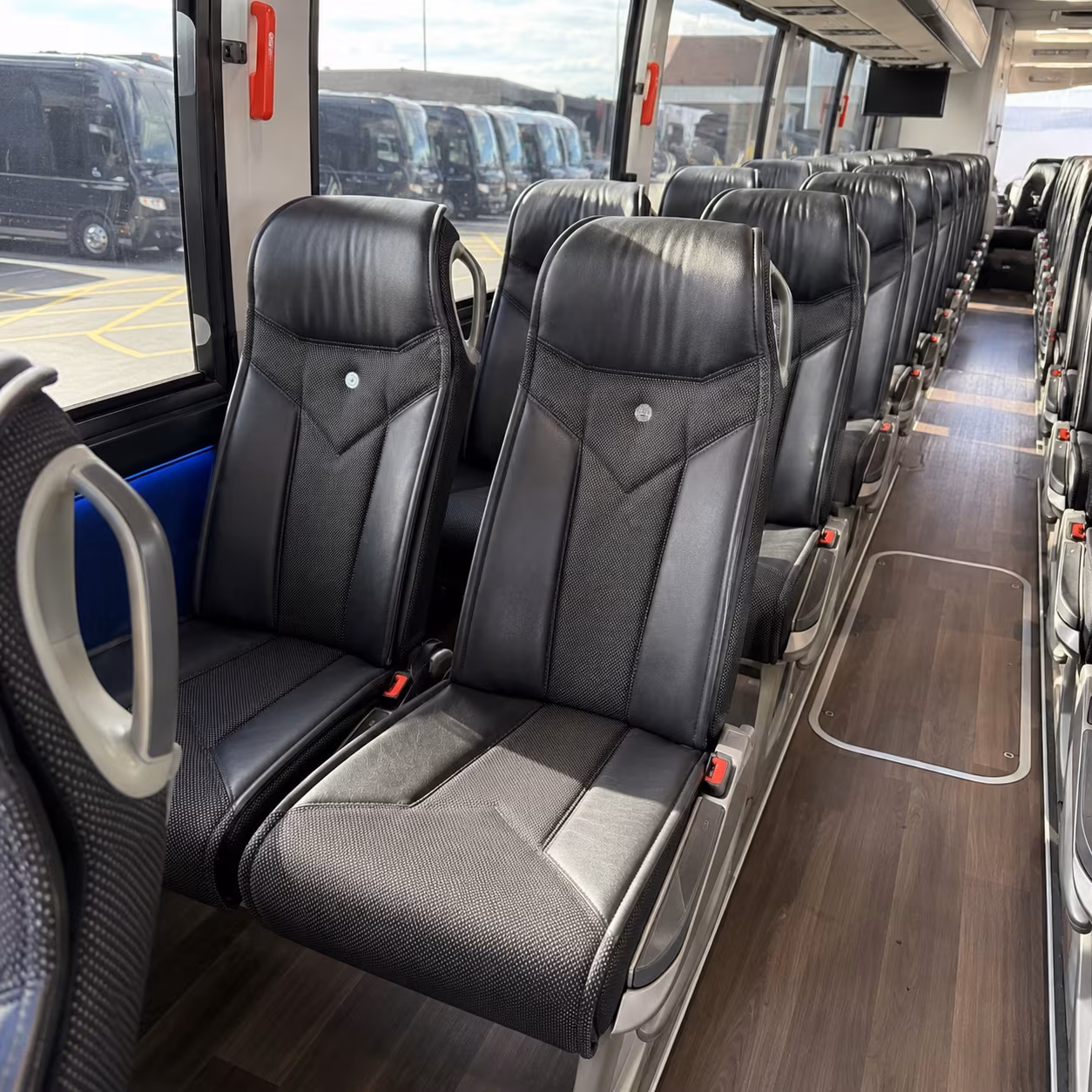 shelby 56 passenger charter bus inside
